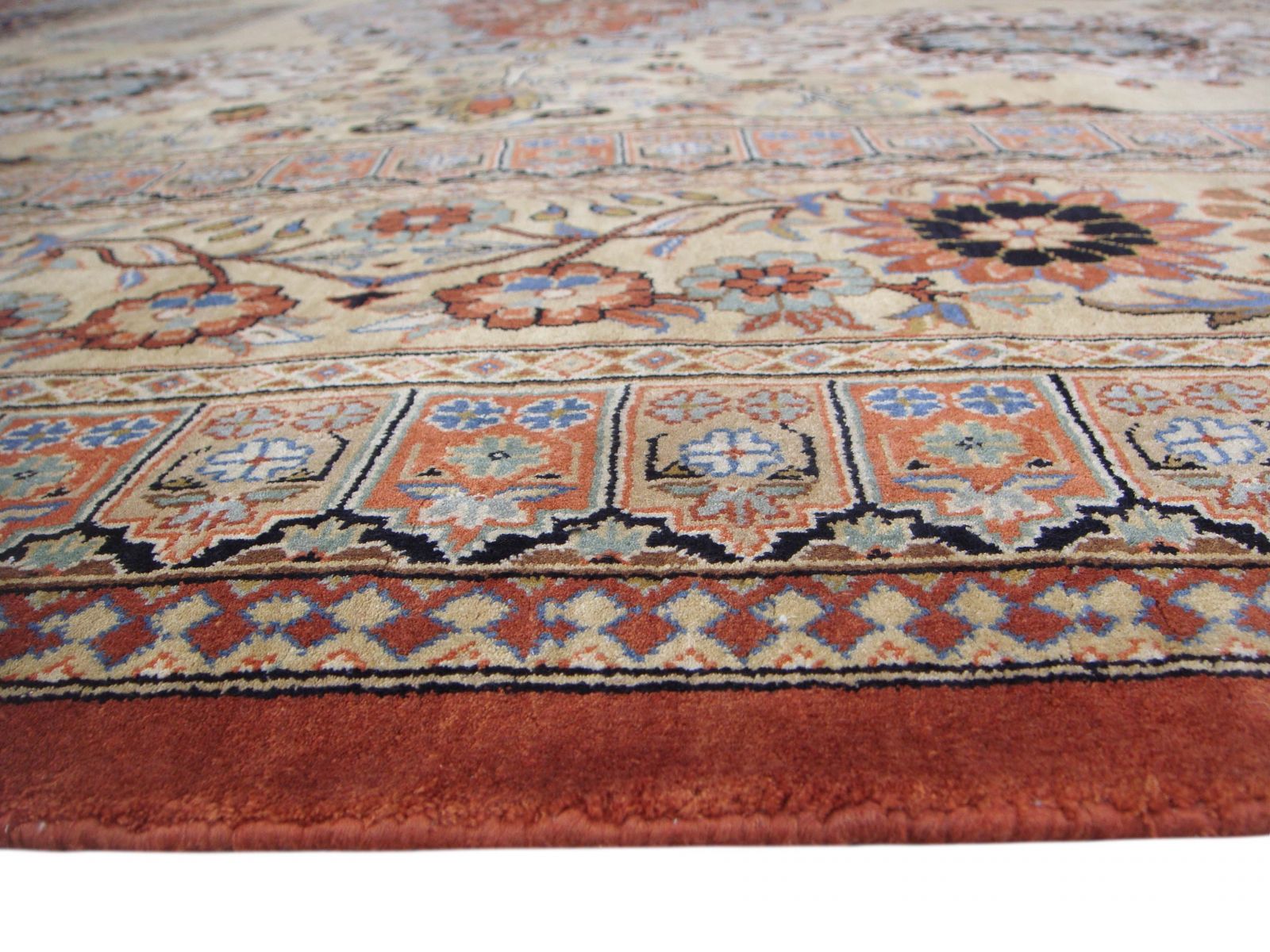 Heriz design silk carpet