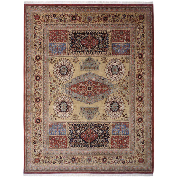 Heriz design silk carpet