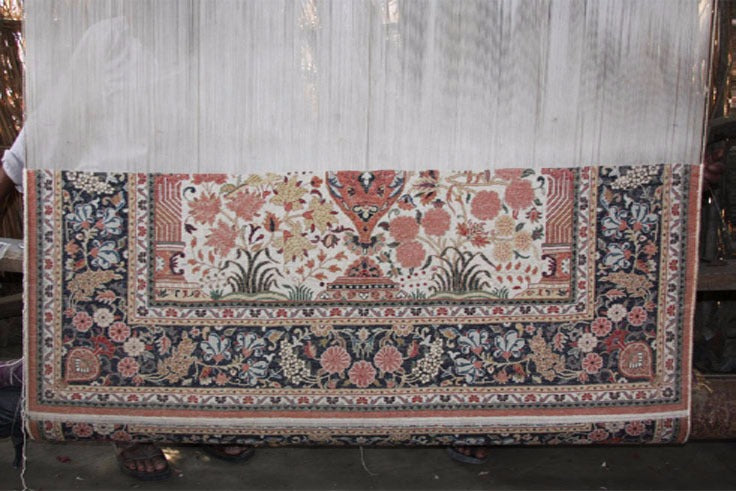 Kashan prayer design silk pile carpet