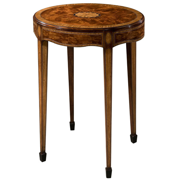 Oval flame mahogany accent table