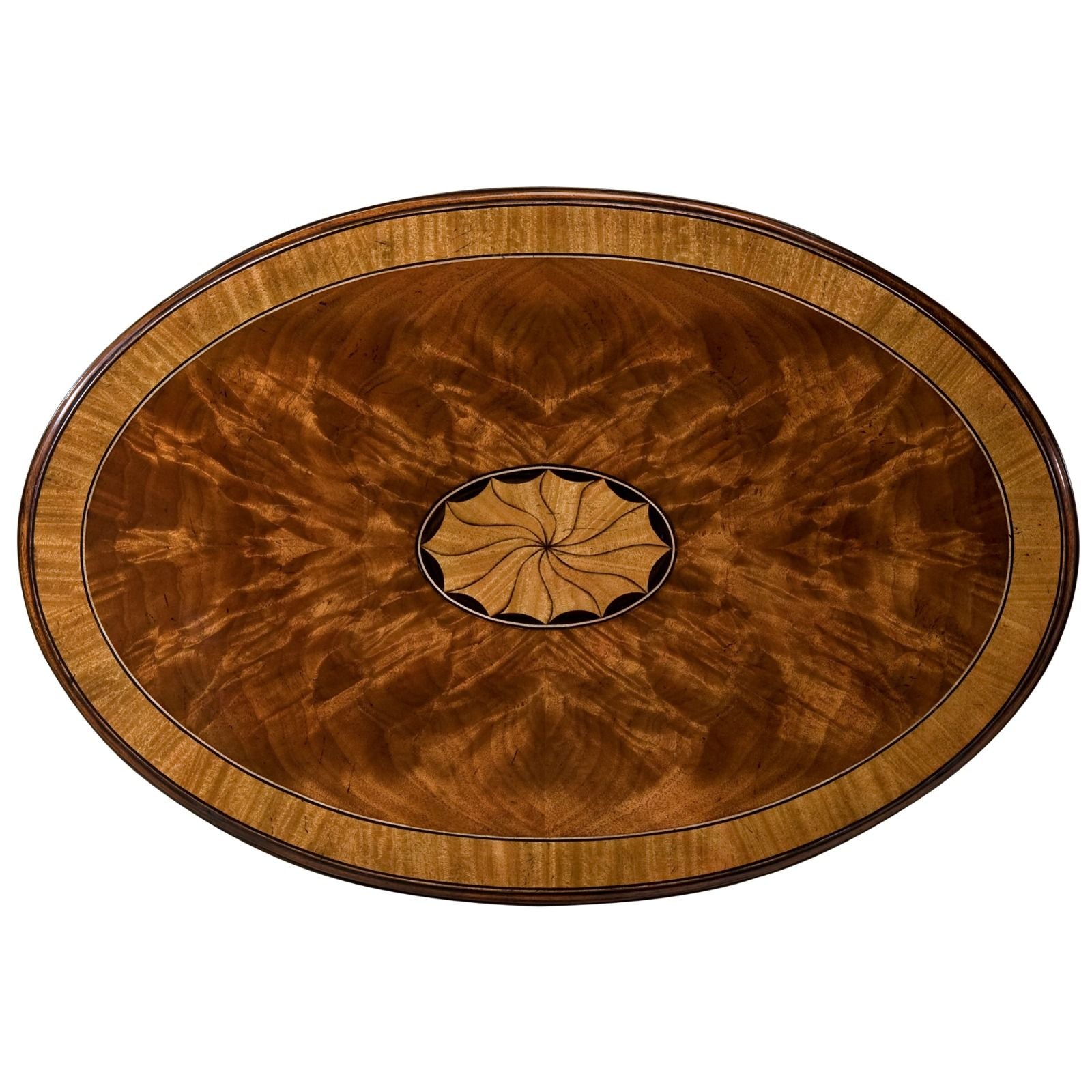 Oval flame mahogany accent table
