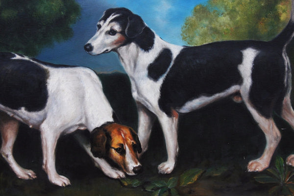 Oil Painting after 'A Couple of Foxhounds' in style of George Stubbs