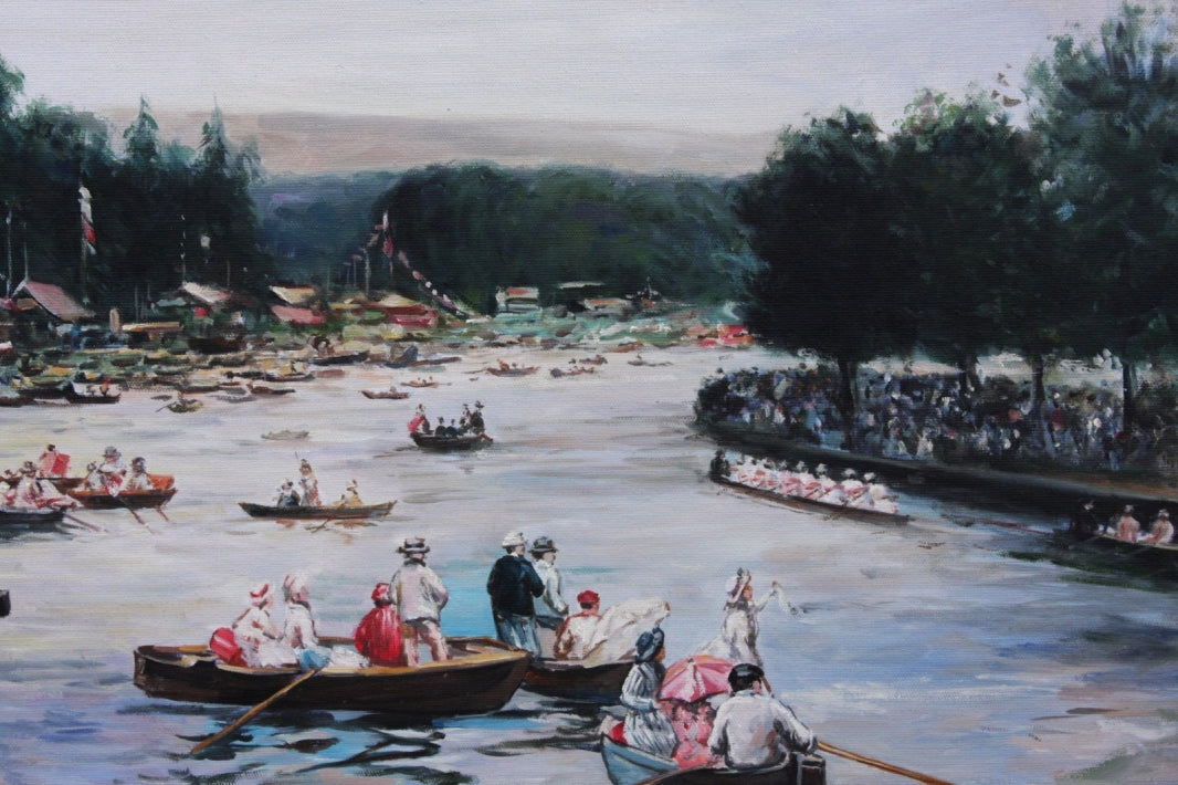 Oil painting after Henley Regatta 1877 in style of James Tissot