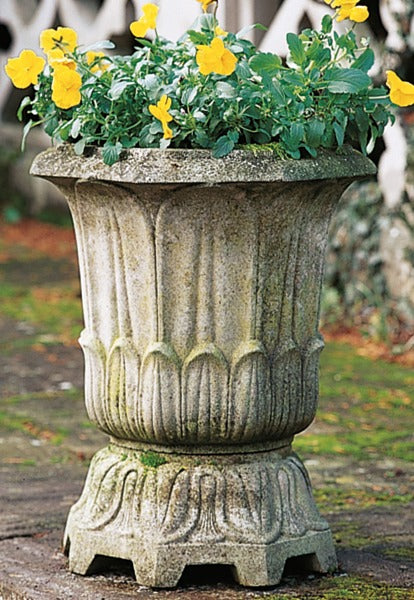 Cast stone lotus leaf vase planter