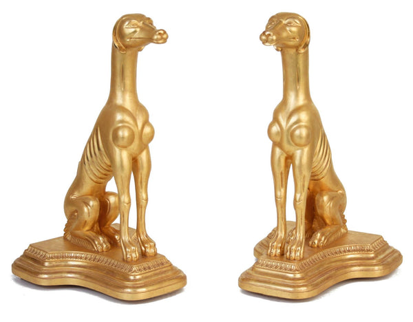 Pair of Water Gilded lifesize dogs