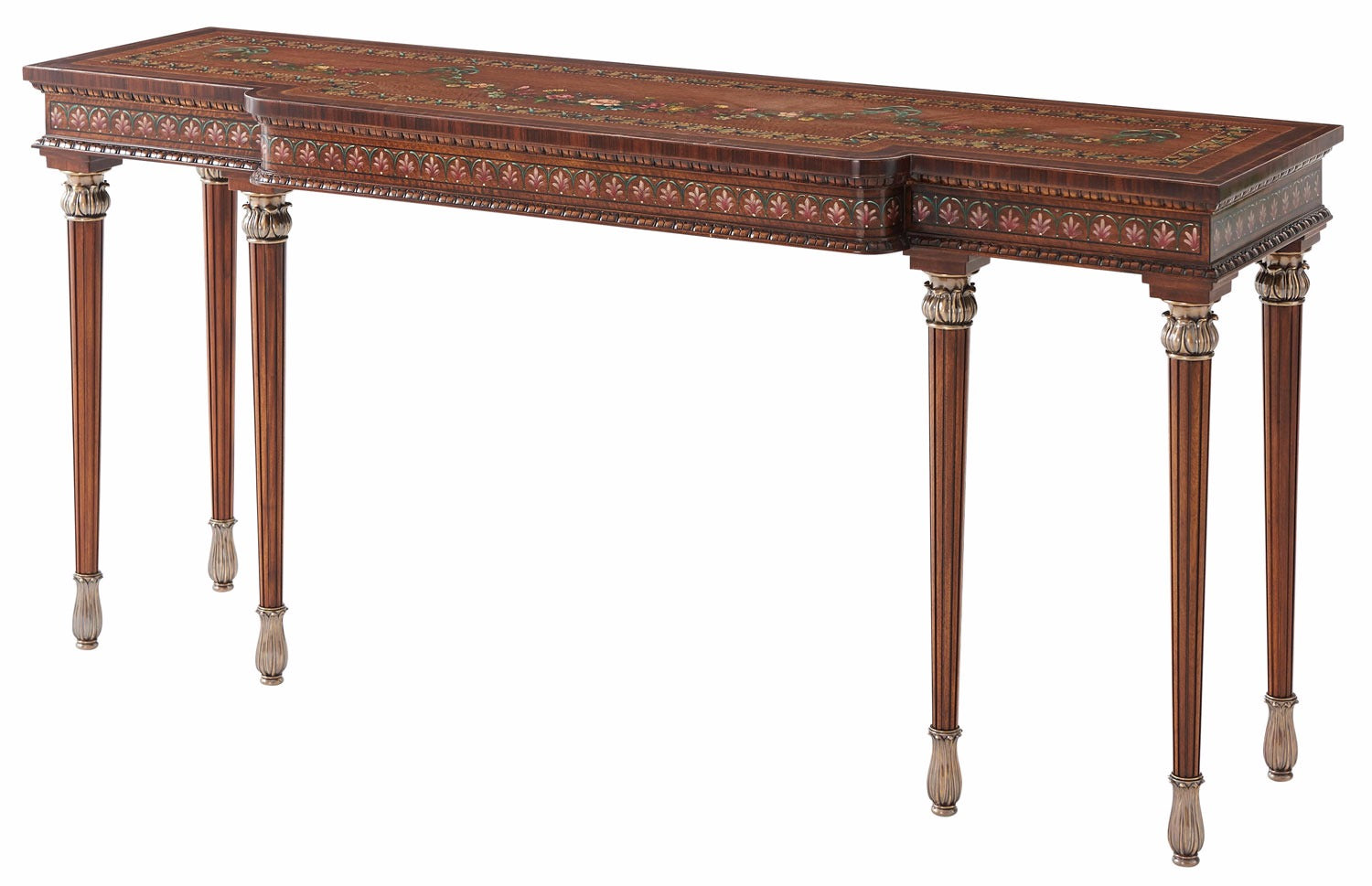 Thomas Sheraton style floral decorated Console table