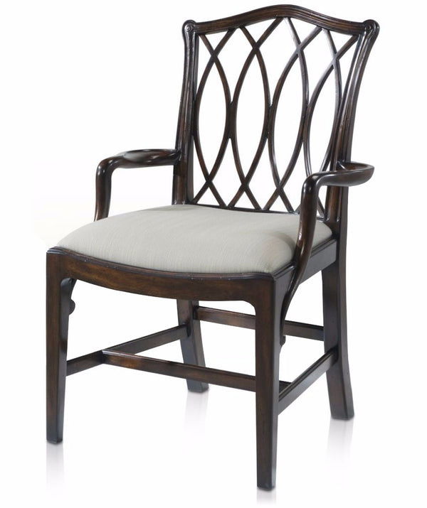 Serpentine pierced dining arm chair