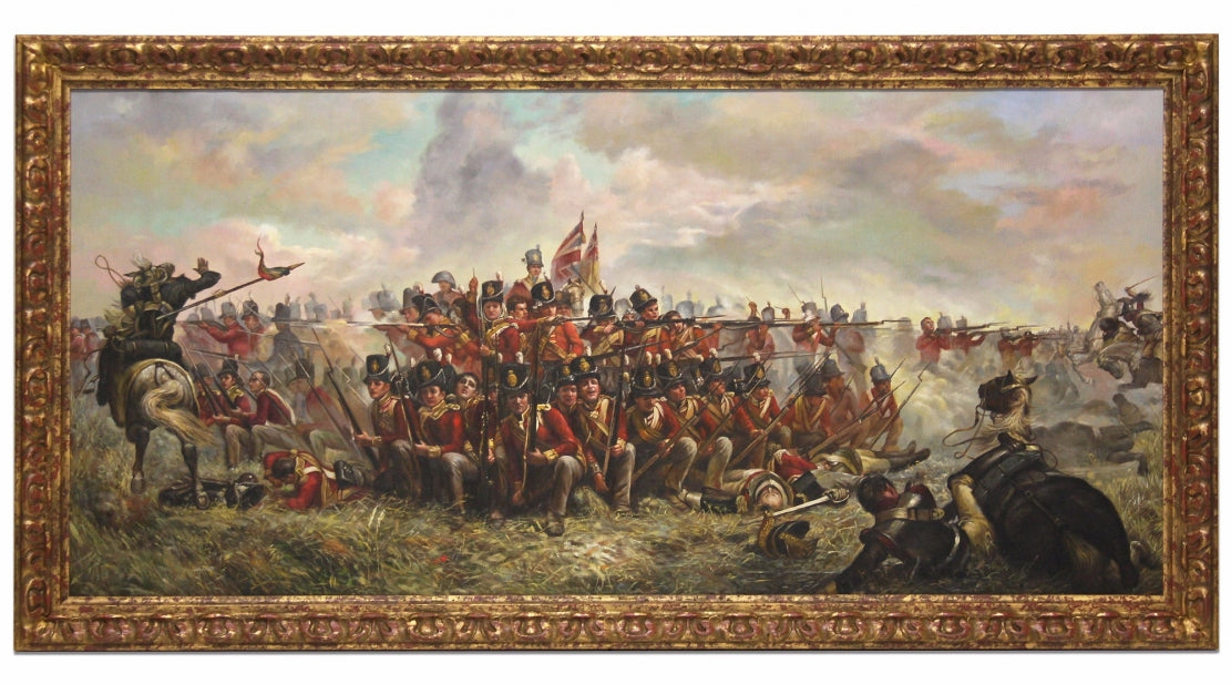 Oil Painting after '28th Regiment at Quatre Bras' in style of Lady Butler