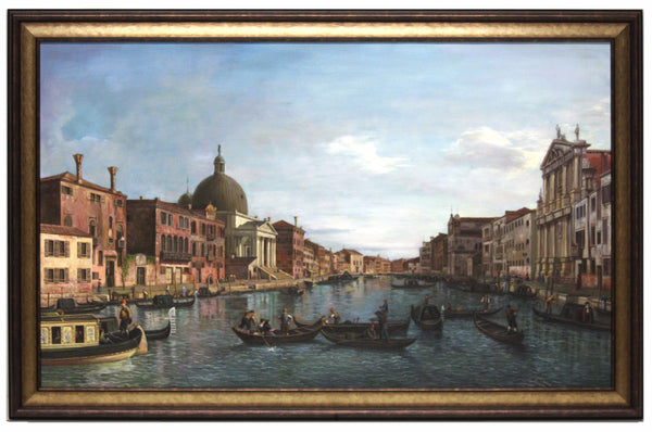 Oil Painting after 'Venice: The Grand Canal with S. Simeone Piccolo' in style of Canaletto