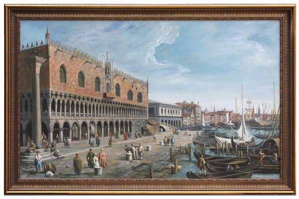 Oil Painting after 'Venice: The Doge's Palace and the Riva deli Schiavoni' in style of Canaletto