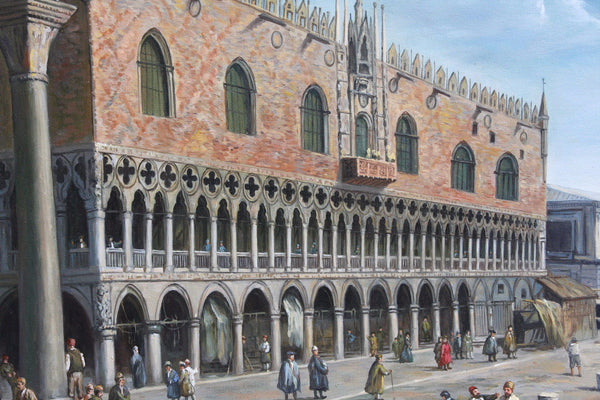 Oil Painting after 'Venice: The Doge's Palace and the Riva deli Schiavoni' in style of Canaletto