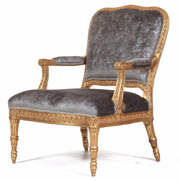 James giltwood chair in crushed sandshell velvet
