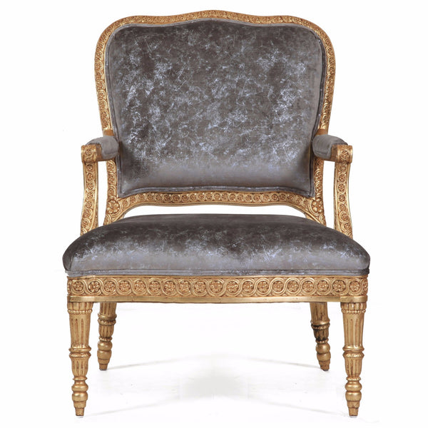 James giltwood chair in crushed sandshell velvet