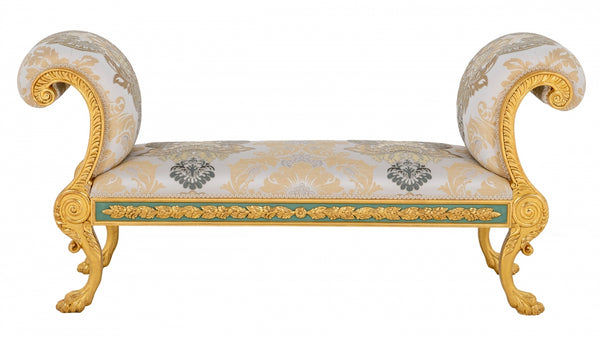 Giltwood window seat In Simply Waterford Damask