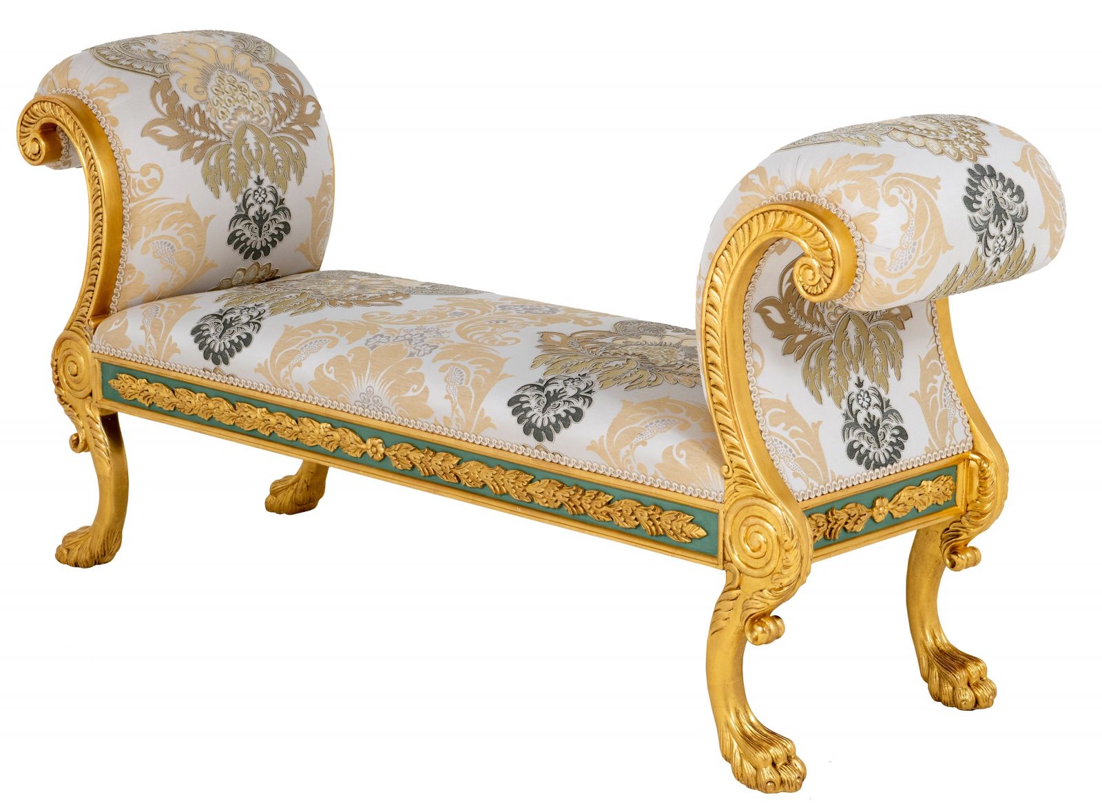 a stunning giltwood window seat by brights of nettlebed inspired by 18th century furniture