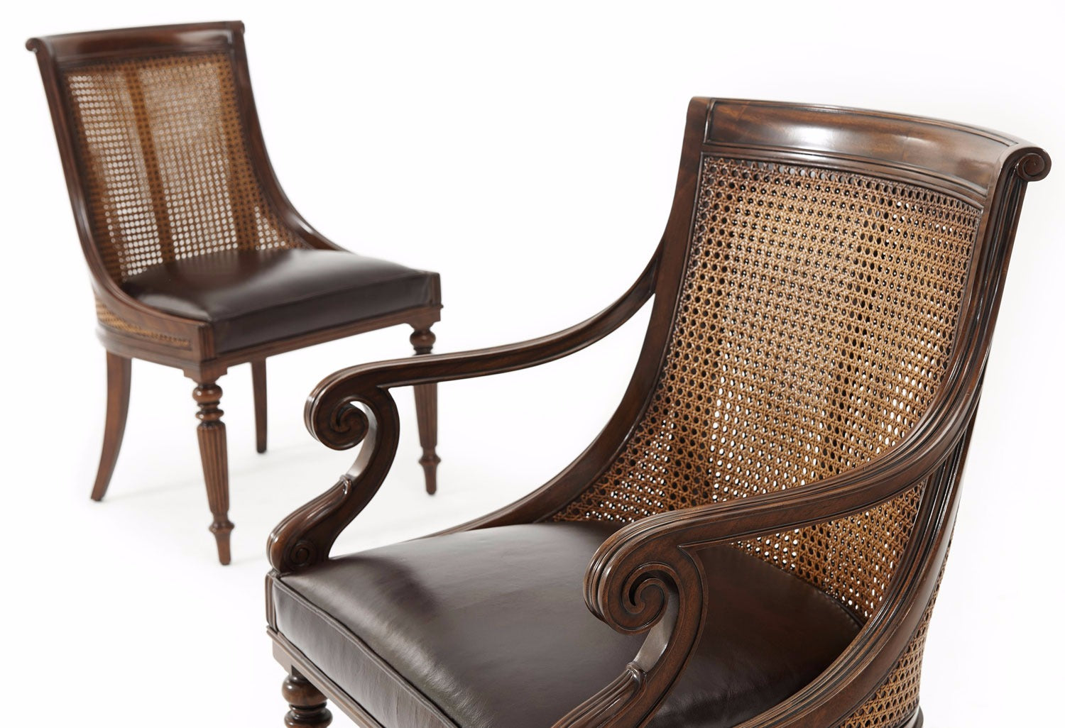 Hand carved mahogany scoop back dining chair