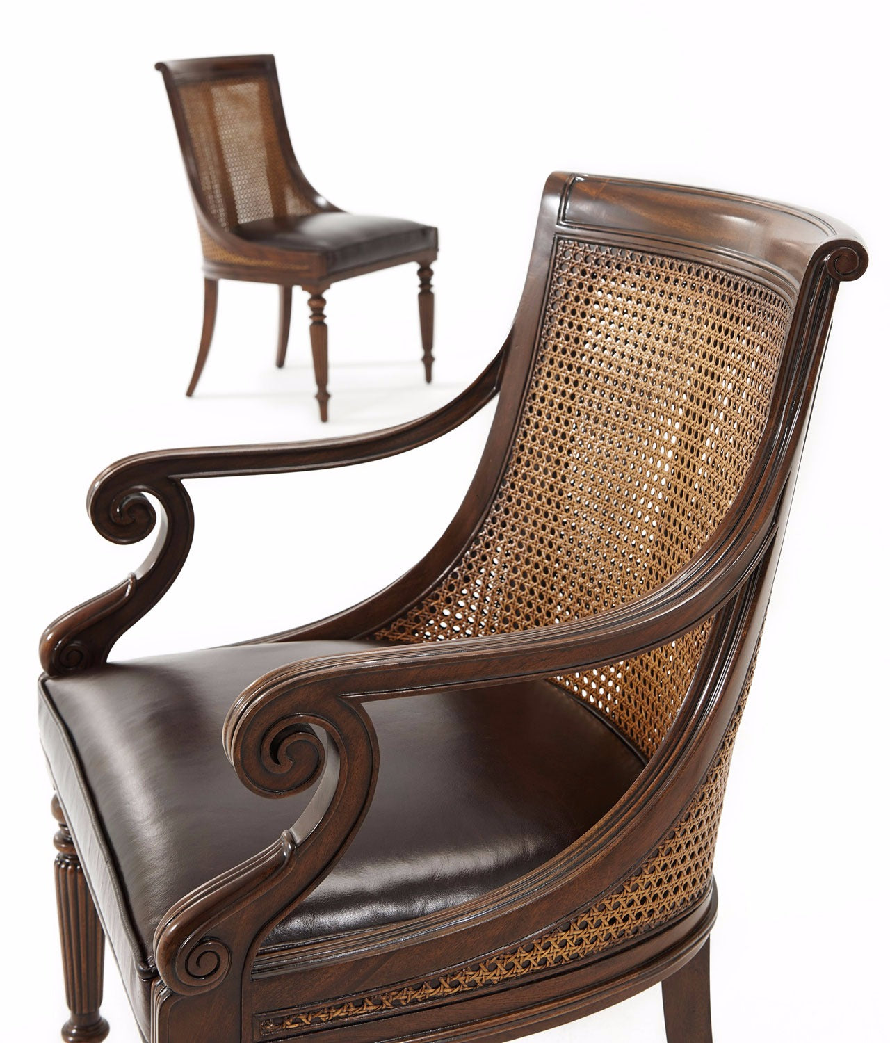 hand carved mahogany scoop back dining armchair