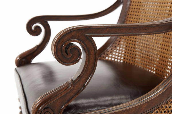 hand carved mahogany scoop back dining armchair