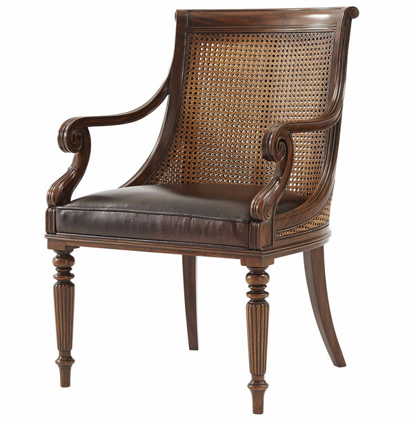hand carved mahogany scoop back dining armchair