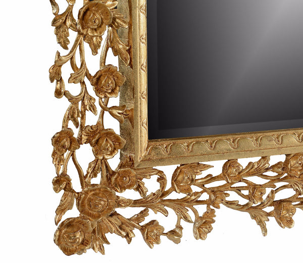 Large Rose Hand-Carved Mirror