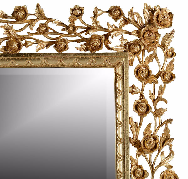 Large Rose Hand-Carved Mirror