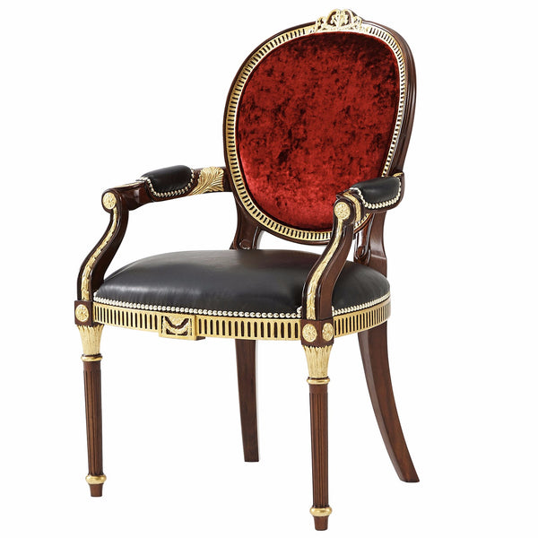 finely carved mahogany and gilt dining arm chair