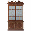 Swirl mahogany display cabinet with decorative glazed doors