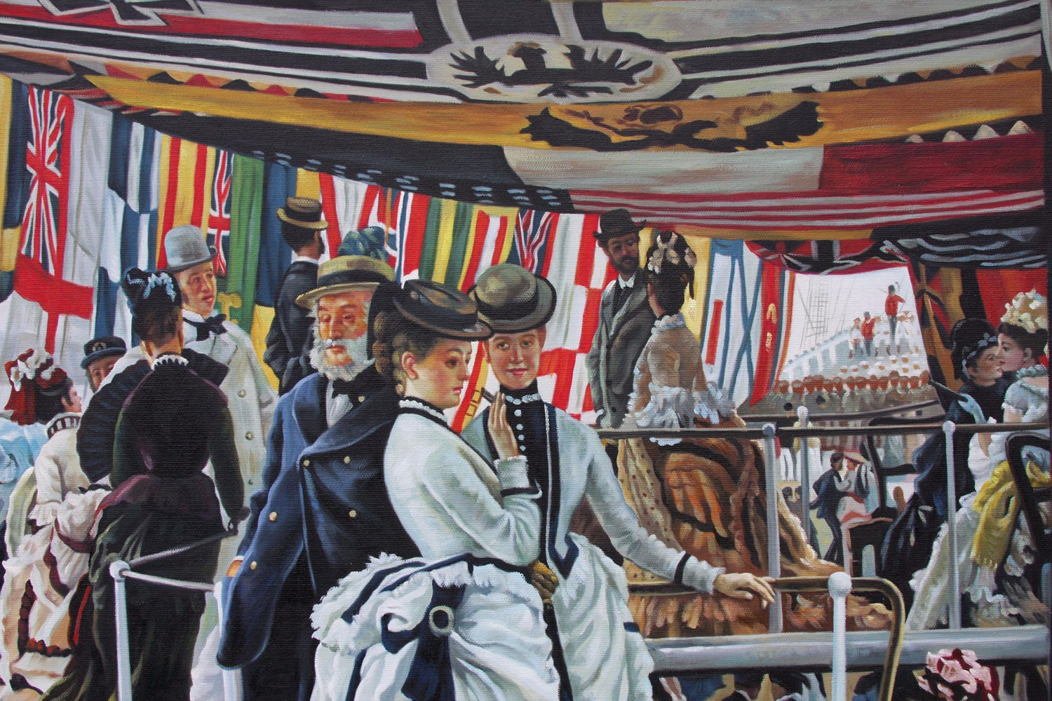 Oil Painting after 'The Ball On Shipboard' in style of James Tissot