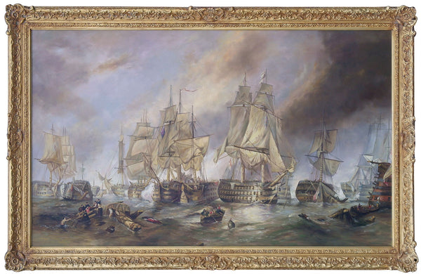 Oil Painting after &#39;The Battle of Trafalgar&#39; in style of Clarkson Frederick Stanfield