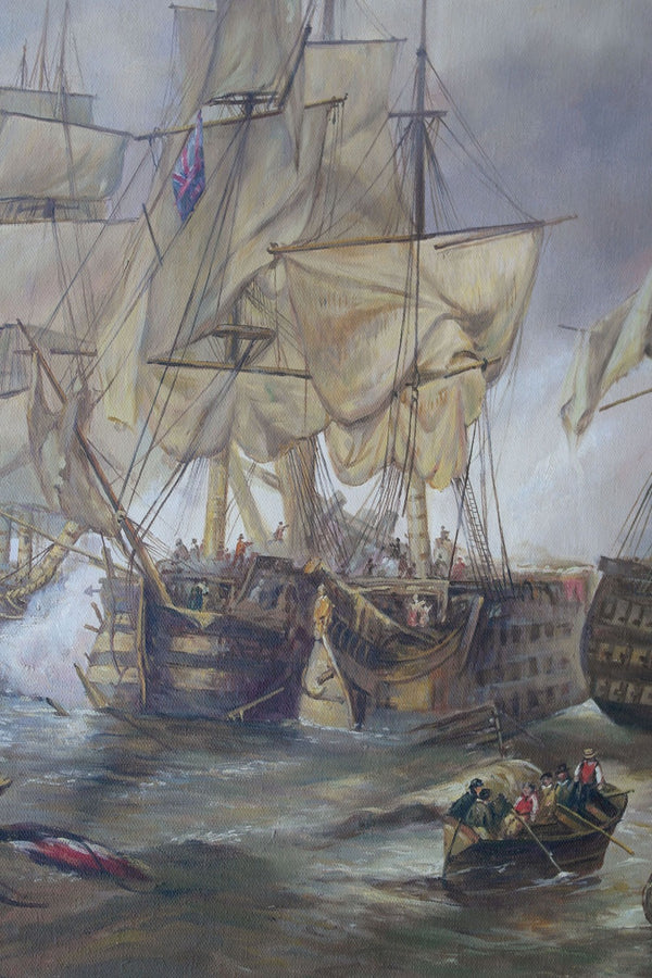 Oil Painting after &#39;The Battle of Trafalgar&#39; in style of Clarkson Frederick Stanfield