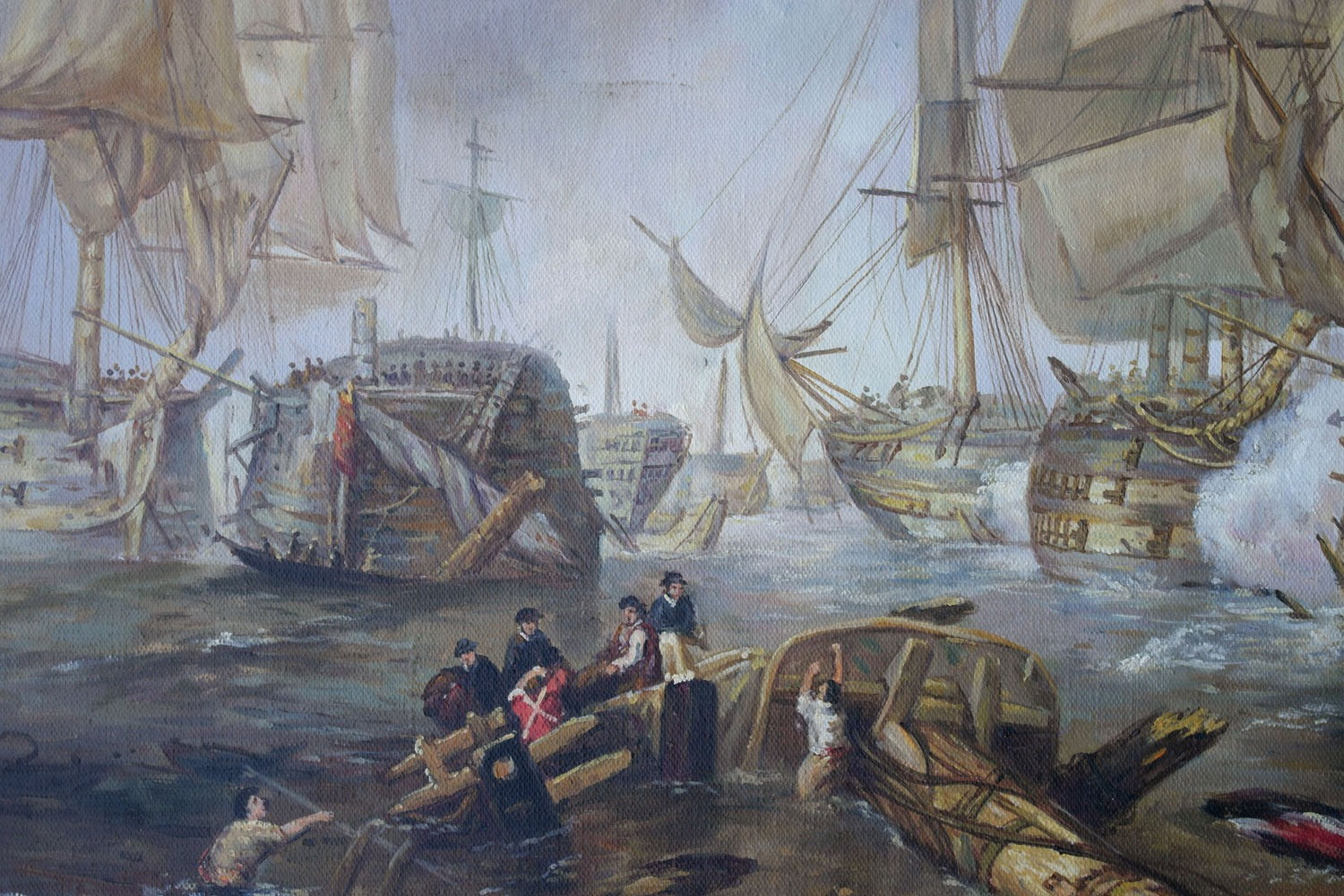 Oil Painting after 'The Battle of Trafalgar' in style of Clarkson Frederick Stanfield