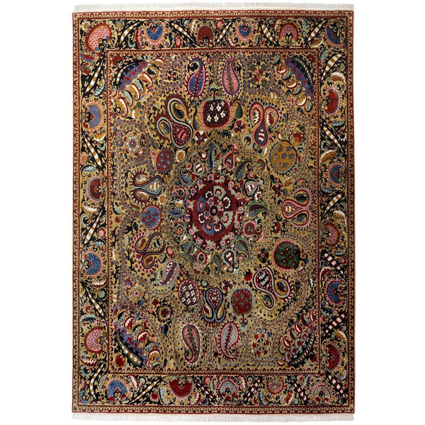 Suzani design silk pile carpet