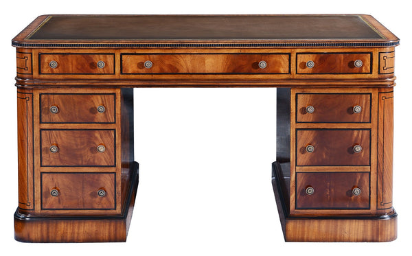 Thomas Hope style mahogany & ebonised pedestal desk