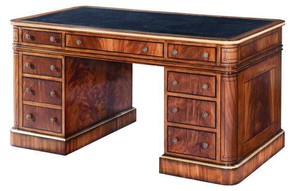 Thomas Hope style mahogany & gilded pedestal desk