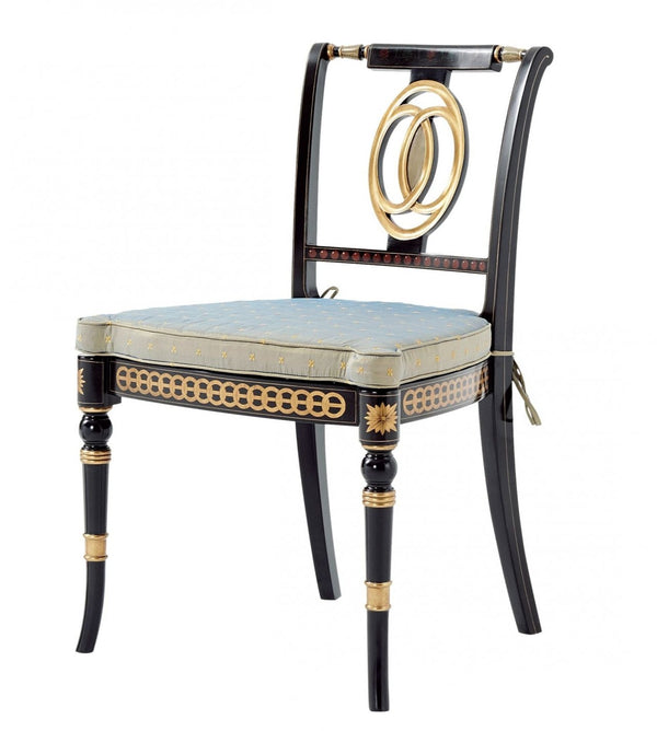 Ebonised and parcel gilt side chair
