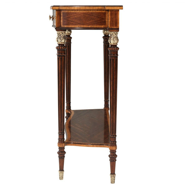 Serpentine Brass Inlay Console Table | Elegant Accent