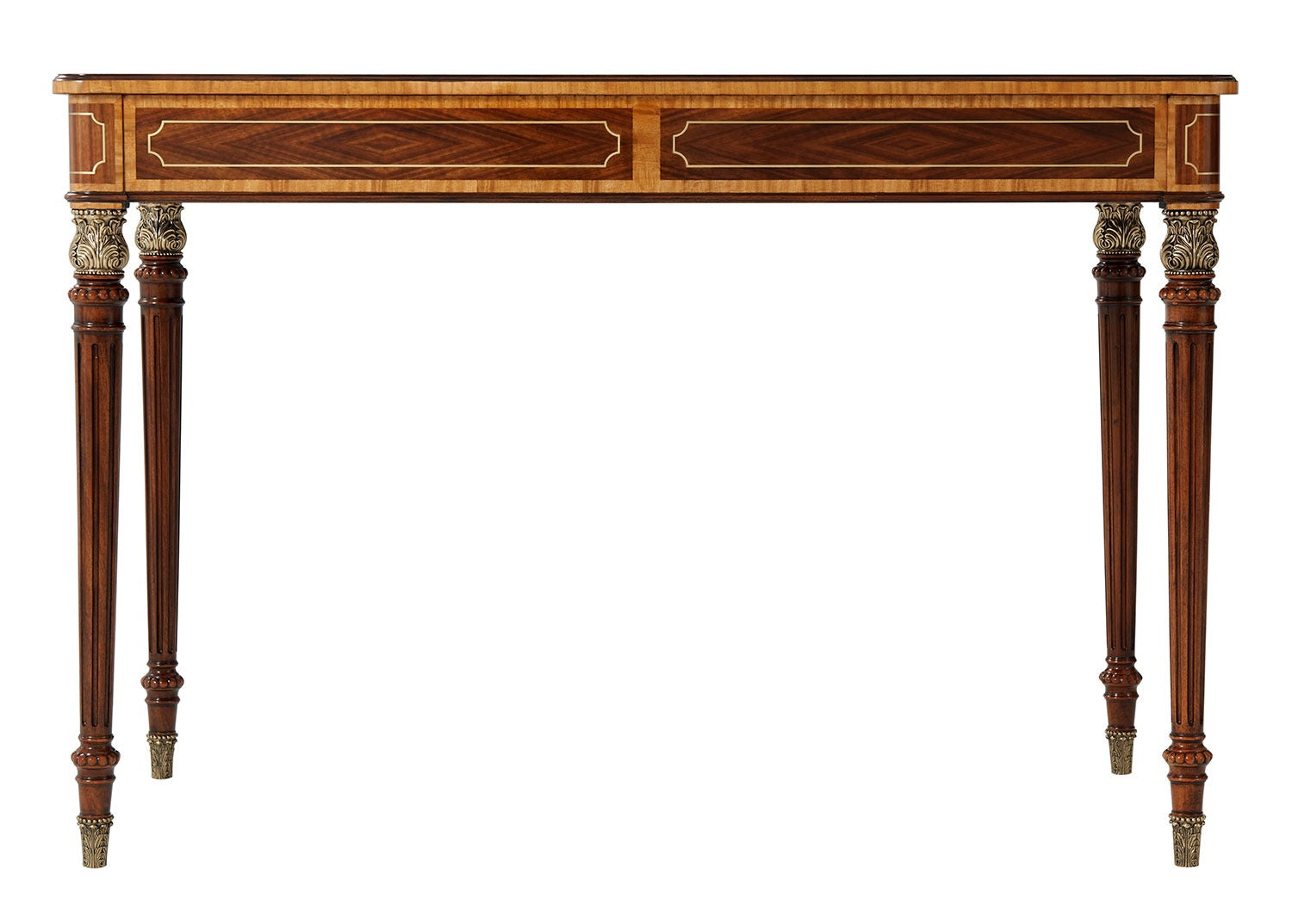Floral Inlaid Mahogany Desk or Writing Table