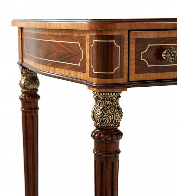 Floral Inlaid Mahogany Desk or Writing Table