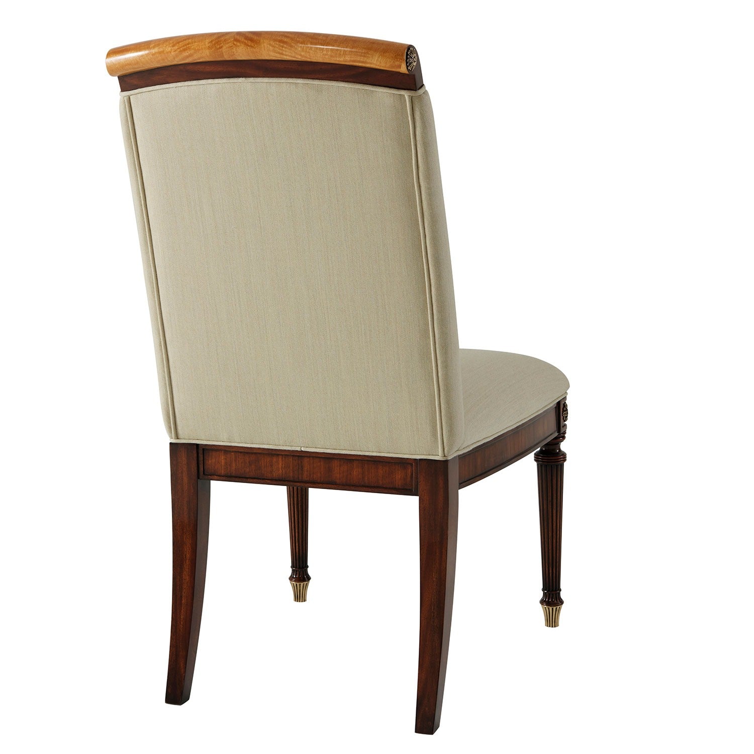 Upholstered Side Chair with Floral Brass Inlay
