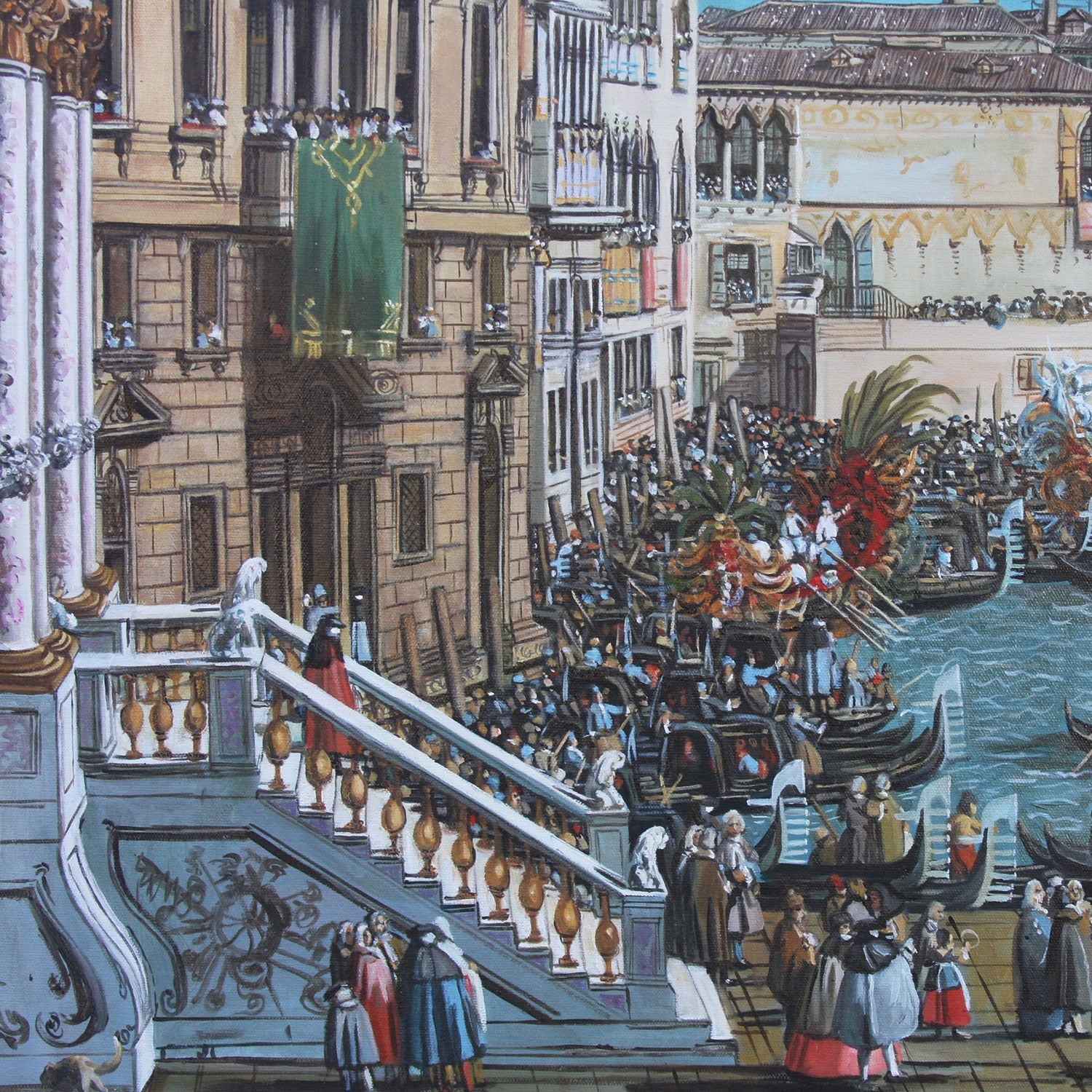 Oil Painting after 'A Regatta On The Grand Canal' in style of Canaletto