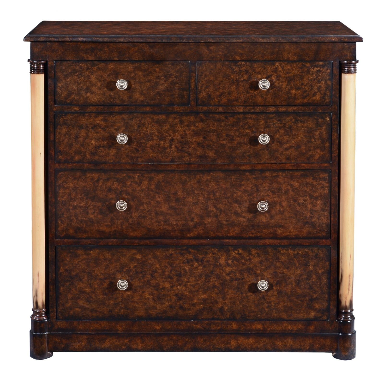 Empire chest of 5 drawers - dark burr oak painted