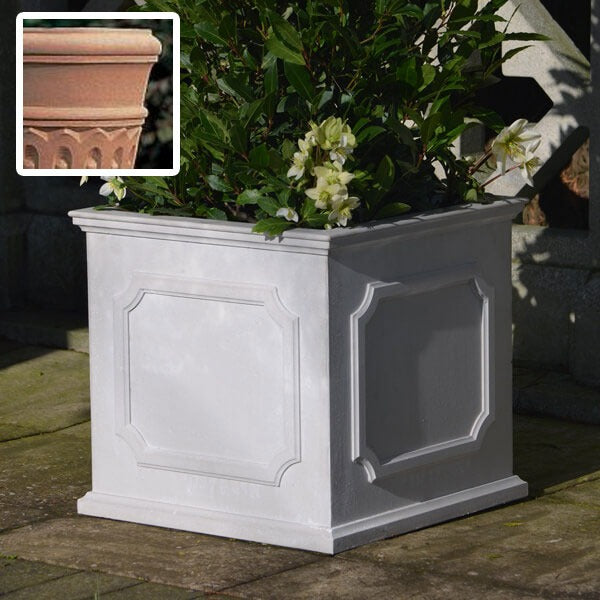 Heritage square stone planter (Medium) - Terracotta