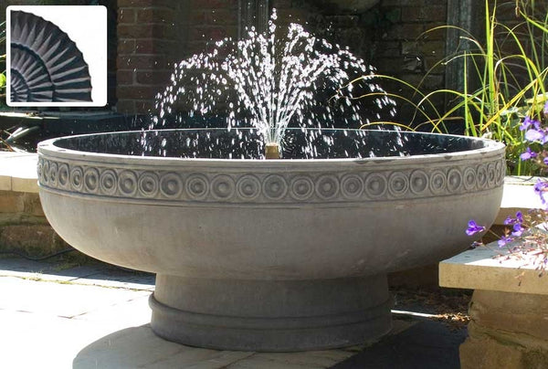 Romanesque bowl fountain on pedestal - Slate