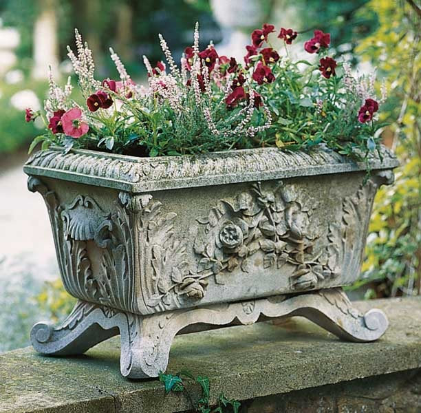 Cast stone Victorian style trough planter - Portland