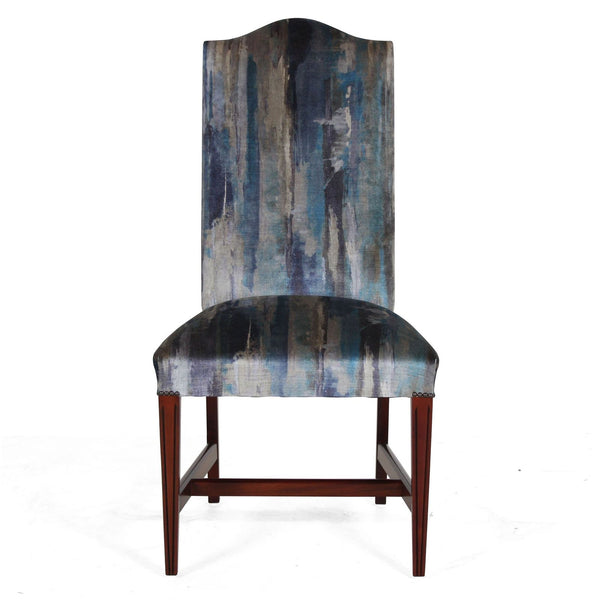 Mahogany upholstered back dining chair in Wemyss Monviso