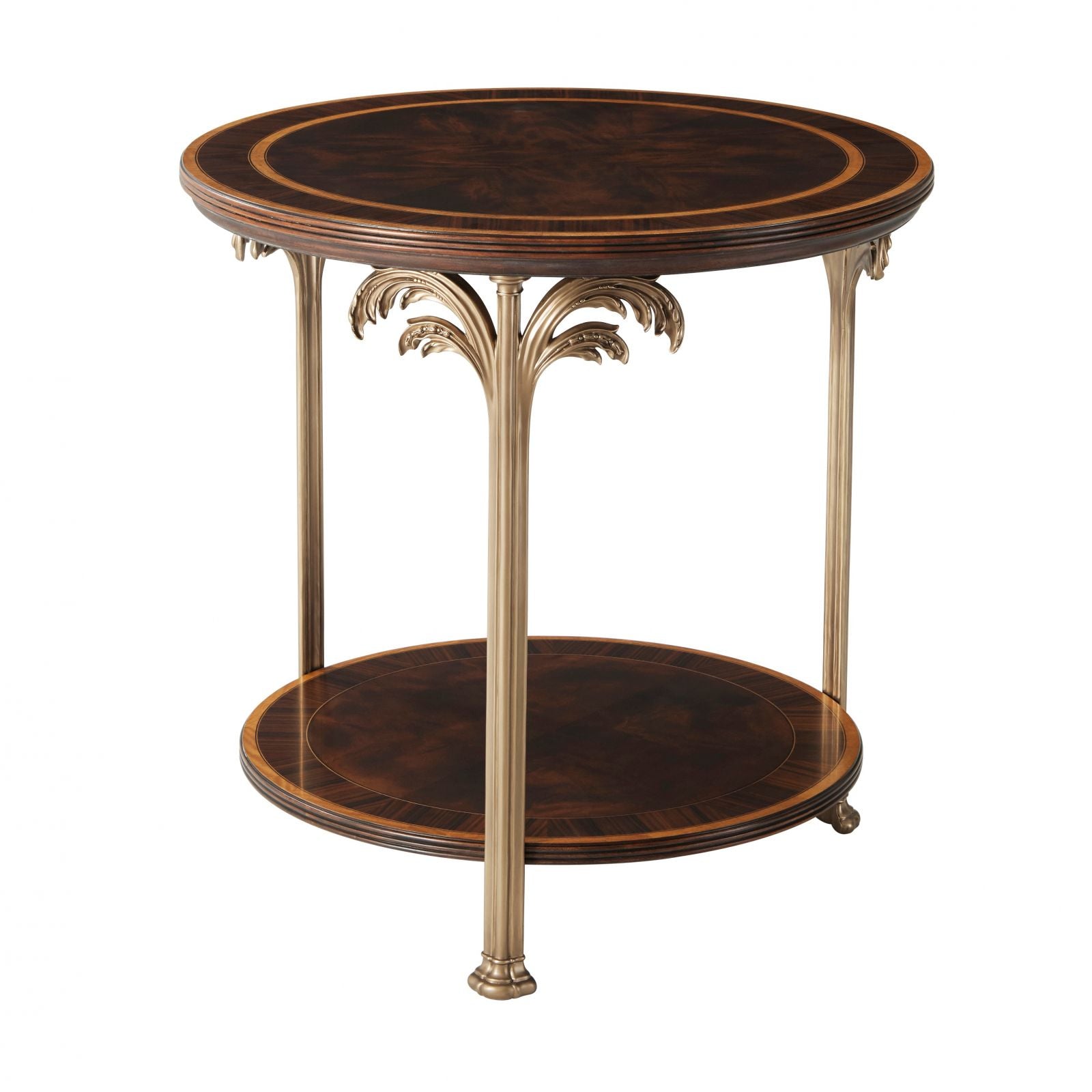 Flame Mahogany  Side Table with Palm Tree Accents