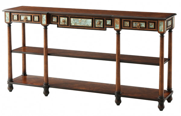 Turquoise inlay console table