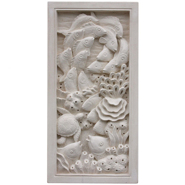 Hand carved stone wall plaque - Coral Reef