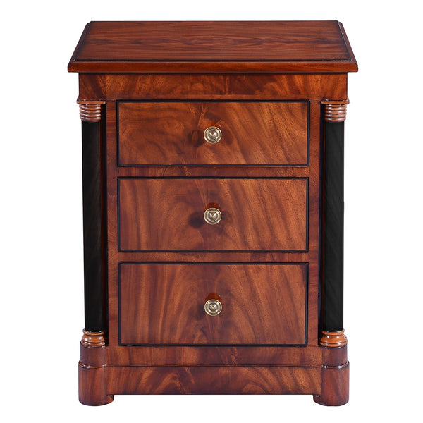 Empire bedside chest of drawers in mahogany