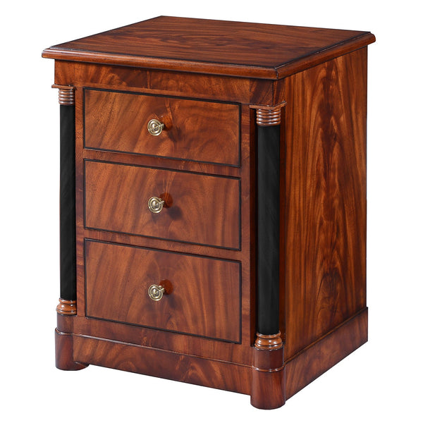 Empire bedside chest of drawers in mahogany